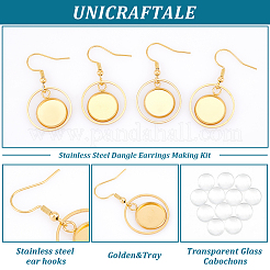 DIY Blank Dome 201 Stainless Steel Dangle Earrings Making Kit&nbsp;STAS-UN0057-22