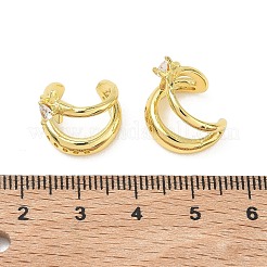 C-Shaped with Star Brass Micro Pave Clear Cubic Zirconia Cuff Earrings&nbsp;EJEW-L316-01G-12