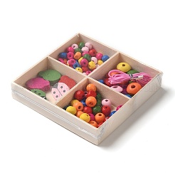 Children's Day Theme Maple Wood Jewelry Set DIY Making Kits&nbsp;WOOD-C006-03A