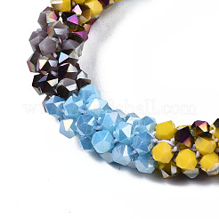 Bling Glass Beads Braided Stretch Bracelet&nbsp;BJEW-S144-004B