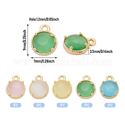 5Pcs 5 Colors Flat Round Brass Charms&nbsp;KK-TADJ0001-12