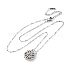 Clover 304 Stainless Steel Rhinestone Pendant Necklaces for Women&nbsp;NJEW-M107-03P