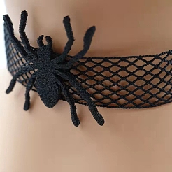 Halloween Themed Cloth Mesh Chocker Necklace for Women&nbsp;HAWE-PW0001-234A