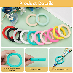 12Pcs 12 Colors Ring Silicone Beads&nbsp;SIL-PH0001-21