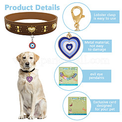 12Pcs Evil Eye & Heart Alloy Enamel Pendant Decorations&nbsp;HJEW-DR00136