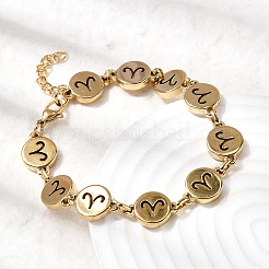 12 Constellations 304 Stainless Steel Link Chain Bracelets&nbsp;BJEW-I239-01G-06