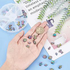 48Pcs 6 Style Rack Plating Rainbow Color Alloy Beads&nbsp;FIND-BC0002-75