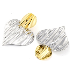 304 Stainless Steel Textured Heart Stud Earrings for Women&nbsp;EJEW-U023-10GP
