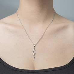Non-Tarnish 201 Stainless Steel Hollow Lightning Bolt Pendant Necklace&nbsp;NJEW-OY001-80