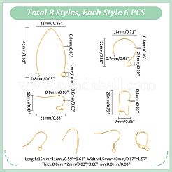 48Pcs 8 Style 304 Stainless Steel Earring Hooks&nbsp;STAS-UN0022-81