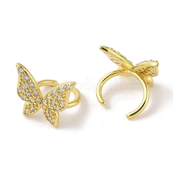Brass Micro Pave Clear Cubic Zirconia Cuff Earrings&nbsp;EJEW-I305-26G