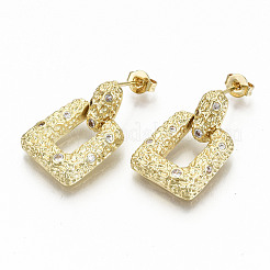 Brass Micro Pave Clear Cubic Zirconia Dangle Stud Earrings&nbsp;EJEW-S208-123-NF