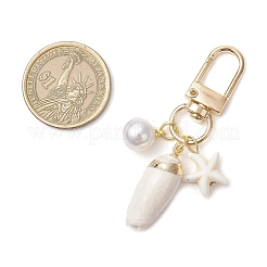 Spiral Shell & Synthetic Turquoise Starfish Pendant Decorations&nbsp;HJEW-JM03171