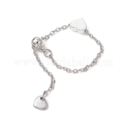 Adjustable 304 Stainless Steel Heart Finger Chains Rings&nbsp;RJEW-JR00992