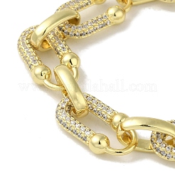 Rack Plating Brass Micro Pave Clear Cubic Zirconia Oval Link Chain Bracelets for Women&nbsp;BJEW-P323-08G