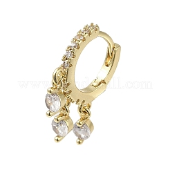 Rack Plating Brass Pave Cubic Zirconia Dangle Huggie Hoop Earrings for Women&nbsp;EJEW-C097-18G