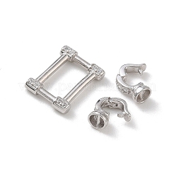 925 Sterling Silver Micro Pave Clear Cubic Zirconia Fold Over Clasps&nbsp;SE-CBAF1B0-04P