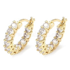 Brass Micro Pave Clear Cubic Zirconia Hoop Earrings&nbsp;EJEW-C181-02G