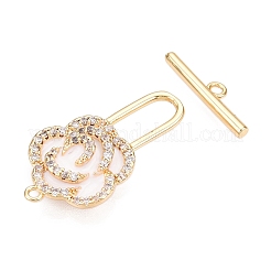 Brass Micro Pave Clear Cubic Zirconia Toggle Clasps&nbsp;KK-N054-143G-A