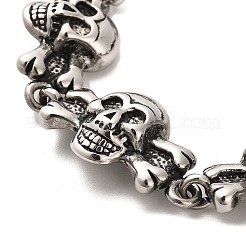 304 Stainless Steel Skull Link Chain Bracelets&nbsp;BJEW-E094-16AS