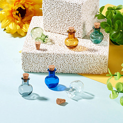 6Pcs 6 Colors Round Glass Cork Bottles Ornament&nbsp;AJEW-TA0001-75