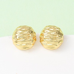 Textured Round Brass Stud Earrings&nbsp;EJEW-D346-05G