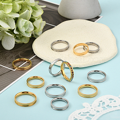 12Pcs 12 Styles 201 Stainless Steel Grooved Finger Ring Settings&nbsp;RJEW-SC0001-31