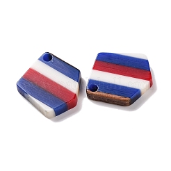 Independence Day Opaque Striped Resin & Walnut Wood Pendants&nbsp;RESI-U010-01B