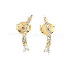 925 Sterling Silver Clear Cubic Zirconia Stud Earrings&nbsp;EJEW-Q032-01E-G