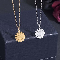 316 Surgical Stainless Steel Daisy Stud Earrings and Pendant Necklace&nbsp;JX376A