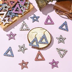 40Pcs 8 Styles Printed Basswood Pendants&nbsp;WOOD-CJ0002-49