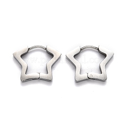 Tarnish Resistant 304 Stainless Steel Star Huggie Hoop Earrings&nbsp;STAS-H156-07P