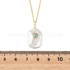 Natural Baroque Keshi Pearl Pendant Brass Cable Chain Necklaces&nbsp;NJEW-JN06530