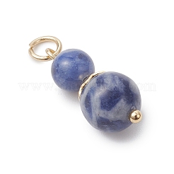 3Pcs 3 Styles Dyed Natural Quartz & Blue Spot Jasper & Lapis Lazuli Round Beaded Pendants&nbsp;PALLOY-JF04701-01