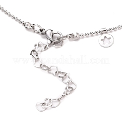 Non-Tarnish 304 Stainless Steel Flat Round with Star Pendant Necklaces&nbsp;NJEW-JN03196