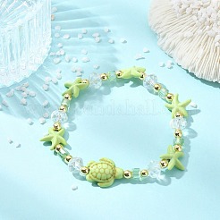 Glass & Dyed Synthetic Turquoise & Non-magnetic Synthetic Hematite Beads Stretch Bracelets for Women&nbsp;BJEW-JB13847