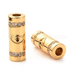 Brass Micro Pave Clear Cubic Zirconia Tube Beads&nbsp;X-ZIRC-P086-04G
