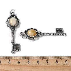 Key Brass Natural Topaz Jade Big Pendants&nbsp;KK-D361-01AS-30
