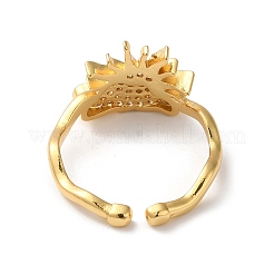 Cloud with Sun Brass Micro Pave Cubic Zirconia Cuff Rings&nbsp;RJEW-P088-01G