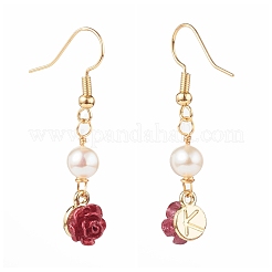 ABS Plastic Rose Dangle Earring&nbsp;EJEW-JE04507-02