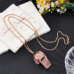 Alloy Rose Rhinestone Whistle Pendant Necklaces&nbsp;NJEW-WH20001-24G-02