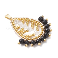 3Pcs 3 Colors Glass Seed Beaded Leaf Pendants&nbsp;PALLOY-MZ00866