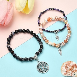 DIY Natural Crazy Agate & Fire Crackle Agate Stretch Bracelet Making Kit&nbsp;DIY-YW0008-49