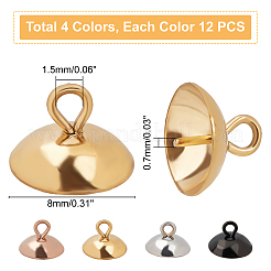 48Pcs 4 Color Ion Plating(IP) 304 Stainless Steel Cup Peg Bails Pin Pendants&nbsp;STAS-DC0006-06