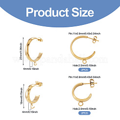 4Pcs 2 Colors 304 Stainless Steel Stud Earring Findings&nbsp;STAS-TAD0001-05G