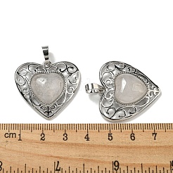 Natural Quartz Crystal Rock Crystal Peach Love Heart Pendants&nbsp;G-G158-01K