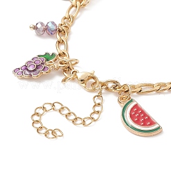 Watermelon & Avocado & Pineapple & Cherry Alloy Enamel Charm Bracelet&nbsp;BJEW-TA00209