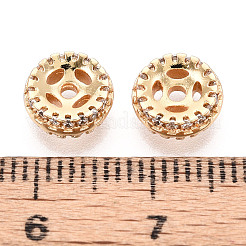 Brass Micro Pave Cubic Zirconia Beads&nbsp;KK-N275-02G