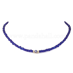 10Pcs 10 Colors Bohemian Brass Enamel Evil Eye & Glass Seed Beaded Necklaces&nbsp;NJEW-MZ00145