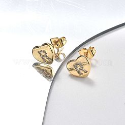 Rack Plating Brass Micro Pave Clear Cubic Zirconia Stud Earrings&nbsp;EJEW-K299-01G